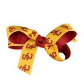 USC Trojans SC Interlock Cardinal Polka Dot Hair Bow Pinch Clip